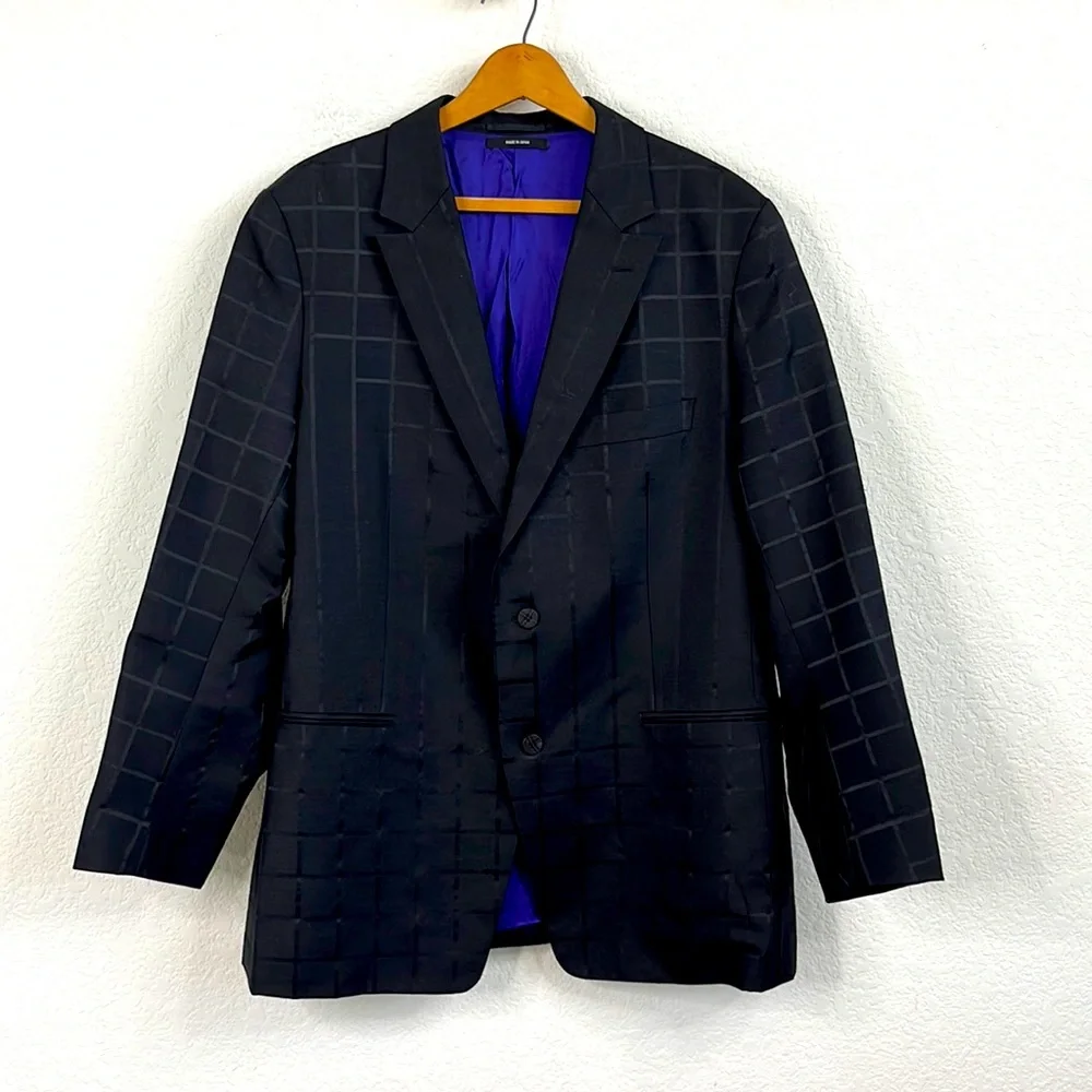 Issey Miyake Black Wool Blend Grid Blazer - Picture 2 of 16
